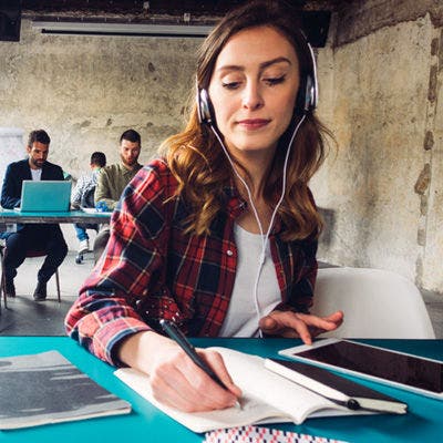 A young woman preparing for an interview